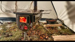 Chili Cookout in a Winter Hot Tent - Camping in the Snowtrekker - Winnerwell Dual View Window Stove