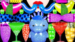 ASMR RAINBOW DRINKS, BLUE HONEY JELLY, VAMPIRE FROG EGG TEA, BOBA, CANDY, BIRD GLASS, 신기한물먹방 MUKBANG