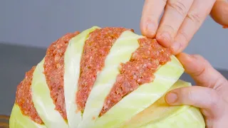 Cut A Head Of Cabbage Like This For A Real Crowd-Pleaser | Best Recipe For Stuffed Cabbage!