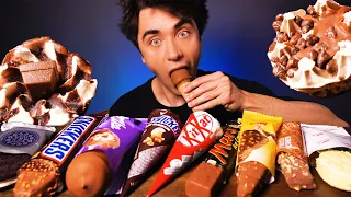 ASMR CANDY ICE CREAM BARS (SNICKERS, MILKA, MARS, OREO, KITKAT) CHOCOLATE PARTY DESSERT MUKBANG 먹방