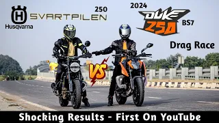 2024 Duke 250 Vs Husqvarna Svartpilen 250 | Drag Race | KTM Duke 250 Gen 3