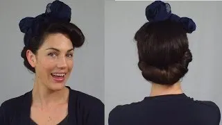 Easy Pin Up Hairstyle : Vintage scarf roll updo - Fitfully Vintage