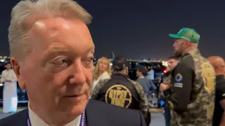 FRANK WARREN GIVES UPDATE ON USYK FIGHT AS TYSON FURY WALKS PAST POST FIGHT | NGANNOU