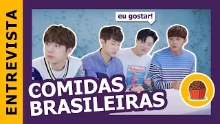 ÍDOLOS COREANOS provando comidas BRASILEIRAS | Kpop Idols try brazilian snacks feat. UNIQ [ENG/ESP]