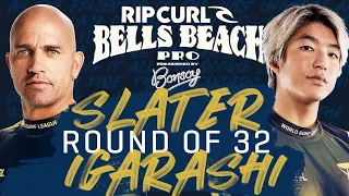 Kelly Slater vs Kanoa Igarashi | Rip Curl Pro Bells Beach - Round of 32 Heat Replay