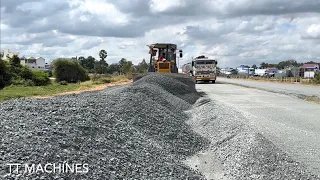 The Best Ability Power Bulldozer Pushing Gravel | Big Dump Trucks Dumping Gravel Hard Activities