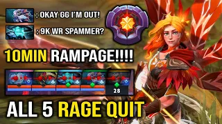 ALL 5 MEN RAGE QUIT!!! 10Min Rampage Windranger with Amazing Shackleshot Top Immortal DotA 2