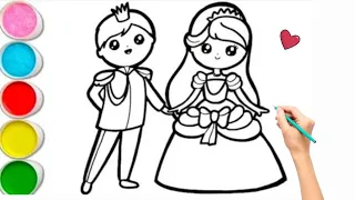 Cute Bride and groom Drawing, painting and coloring for kids and toddlers 👰‍♀️💖🤵‍♂️How to draw