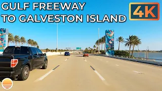 Houston, Texas, USA to Galveston Island, Texas on I-45 S, an UltraHD 4K Real Time Driving Tour.