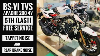 BS6 Apache 200 4V 5th FREE SERVICE | Tappet Noise | Rear Brake Noise | Is TVS Service Really Good ?