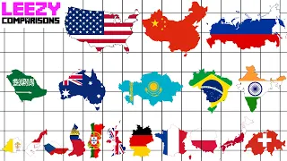 Country Size Comparison  All 195 Countrys | LeeZY Comparisons