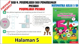 Matematika kelas 5 SD volume 2 halaman 5 kurikulum merdeka | penjumlahan pecahan