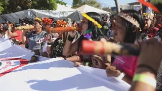 Indigenous women march in Brazil at end of event to strengthen their political role