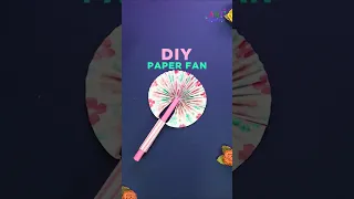 DIY Paper Fan #ventunoart #diy #diycraft #craft #diyideas #papercraft #paper #fan #shortsfeed