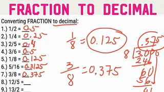 Converting FRACTION to DECIMAL | Basic Math
