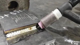 TIG American welding of BLACK METAL in overlap with COLORED SEAMS