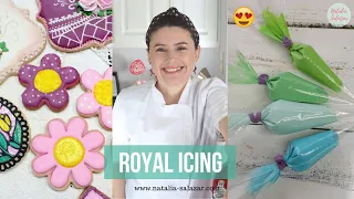 😎 4 Recetas para hacer GLASA REAL o ROYAL ICING| Usos, Consistencias y Tips| Natalia Salazar