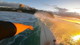 POV Surfing (Raw) SCARED SURFING DARK SHARKY WATER! 4-5ft waves bombing