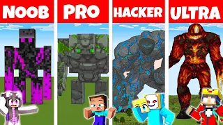 Minecraft NOOB vs PRO vs HACKER: ELEMENT GOLEM STATUE BAU CHALLENGE ⛏