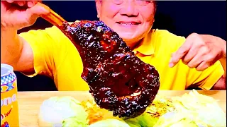 # Food  Asmr  Mukbang  Eating Glazed  Tomahawk Steak / ASMR Mukbang No Talking 🥩