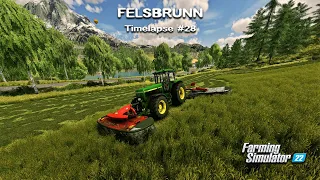 Harvesting CORN & SUNFLOWER, mowing GRASS, spraying Fertilizer | Felsbrunn | FS22 | Timelapse #28