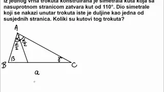 Zadatak - kutovi trokuta, simetrala... (dodatna nastava, 6. razred, cjelina Trokut)