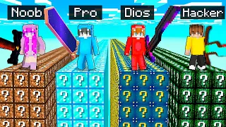 Desafío de Lucky Blocks NOOB vs PRO vs DIOS vs HACKER en Minecraft