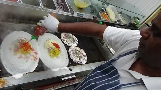 Indian Street Food Dosas: Special Paneer, Mysore, Chutney and Rava at Dosa Express, Wembley, London.