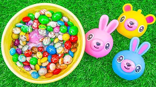 Colourful Satisfying Video | Magic Skittles Candy Mixing ASMR with Squishy Animals & Rainbow Slime