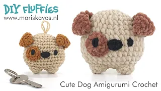 How to crochet - Easy Cute Dog Amigurumi keychain tutorial  - great for beginners - English