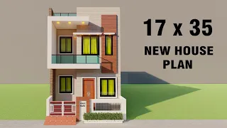 17 by 35 4 Bedroom house plan,3D makan ka naksha,17*35 duplex house elevation,4 room house design