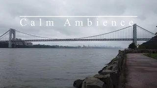 Relaxing Walk Hudson River, G.W. Bridge nearby Manhattan NYC, Binaural Nature Sounds for Rest ASMR