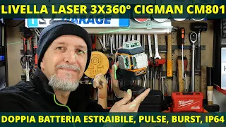 Livella Laser 3x360 Cigman CM801 Autolivellante, Livella a 12 linee, Livella 3d