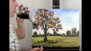 Learn to Paint Autumn Maple Tree with acrylics | Paint and Sip at Home | Step by Step tutorial