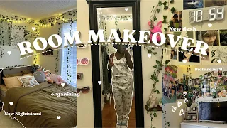 Extreme Room Makeover 🌿 🪴 New desk, Wall Decor, Room Tour