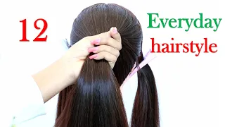 12 quick and easy everyday hairstyle || simple hairstyle || clutcher hairstyle || chignon hairstyle