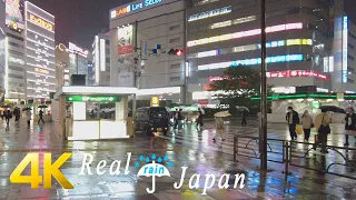 Tokyo Heavy Rain Night Walk - Ikebukuro(池袋)  4k ambience ASMR