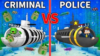 JJ's POLICE Submarine vs Mikey's CRIMINAL Submarine Build Battle in Minecraft - Maizen