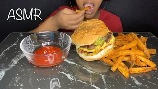 ASMR FIVE GUYS BACON CHEESEBURGER & CAJUN FRIES (No Talking) | EATING SOUNDS | SHEBEE