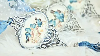 Decoupage retro Christmas Balls DIY  by Catherine