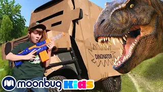 Dinosaur Box Fort Dinonator Adventure | Jurassic Tv | Dinosaurs and Toys | T Rex Family Fun