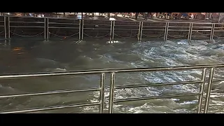 Heavy Water Flow in Ganga River at Har Ki Pauri Ghat,Haridwar