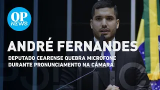 Deputado André Fernandes se descontrola, quebra microfone da Câmara e leva "carão" | O POVO NEWS