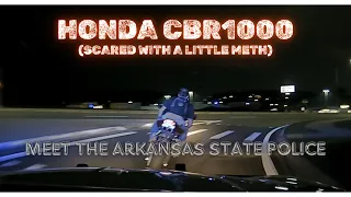 Honda CBR1000 Motorcycle scared of police - Arkansas State Police force him to the curb #pursuit