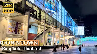 [BANGKOK] Night Walking in Downtown Bangkok | Central World To Siam Paragon | Thailand [4K HDR]