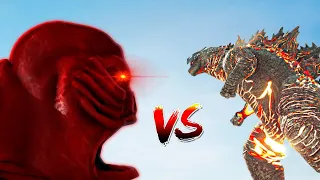 Red hellbeast vs Burning godzilla, ghidorah, mechagodzilla, Mothra etc