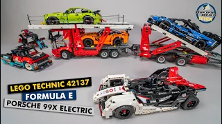 LEGO Technic 42137 Formula E Porsche 99X Electric building review, car transporter & AR app test