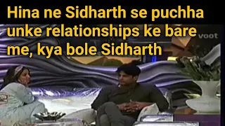 Hina ne Sidharth se puchha unke relationships ke bare me,kya bole Sidharth||bigg boss 14 live feed