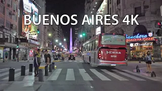Buenos Aires 4K - Night Drive - Driving Downtown