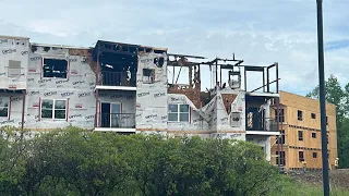 Lightning strike ignites fire at apartment complex under construction